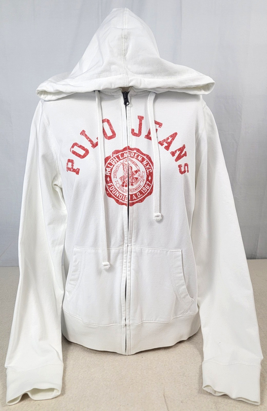 Vintage Polo Jeans Co Ralph Lauren Y2K Spell Out Zip Hoodie L